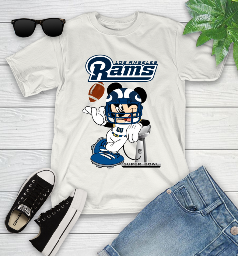 NFL Los Angeles Rams Mickey Mouse Disney Super Bowl Football T Shirt Youth T-Shirt