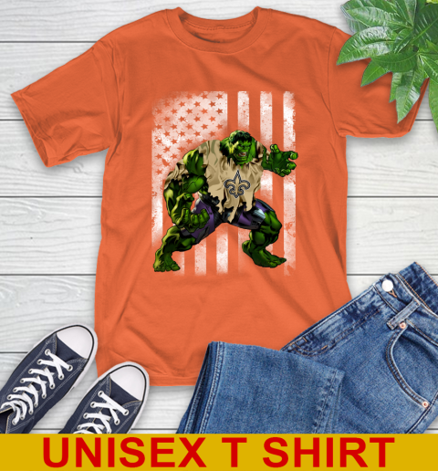 New Orleans Saints Hulk Marvel Avengers NFL Football American Flag T-Shirt 4