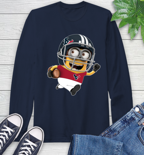 NFL Houston Texans Minions Disney Football Sports Long Sleeve T-Shirt 4