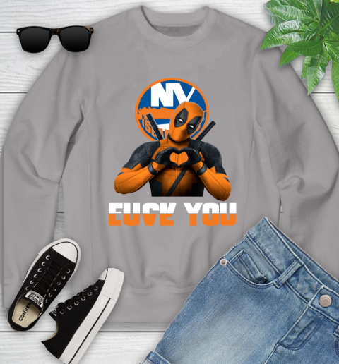 NHL New York Islanders Deadpool Love You Fuck You Hockey Sports Youth Sweatshirt 3