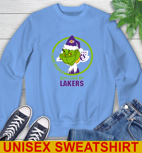 Los Angeles Lakers NBA Christmas Grinch I Hate People But I Love My Favorite Basketball Team Sweatshirt 11