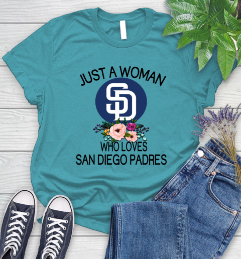 MLB Just A Woman Who Loves San Diego Padres Baseball Sports Women's T-Shirt 11