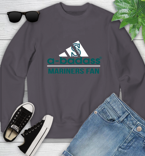 MLB A Badass Seattle Mariners Fan Adidas Baseball Sports Youth Sweatshirt - Image 6