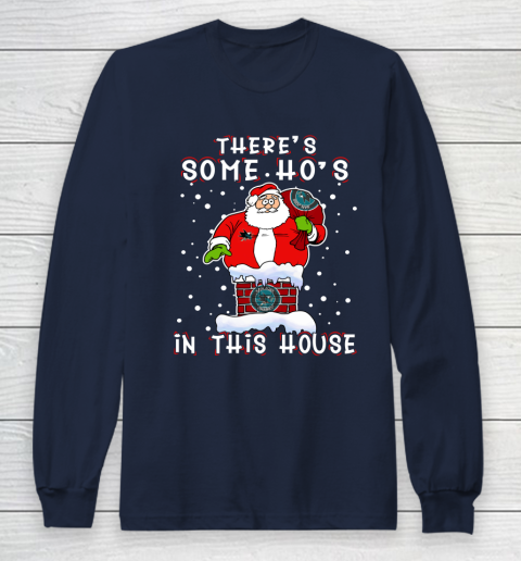 San Jose Sharks Christmas There Is Some Hos In This House Santa Stuck In The Chimney NHL Long Sleeve T-Shirt 2