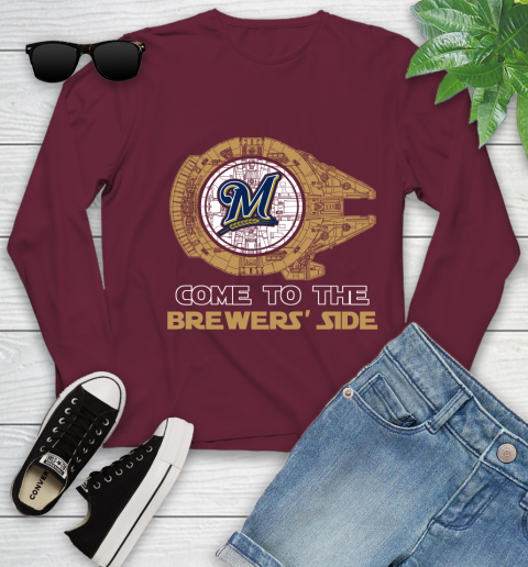 MLB Come To The Milwaukee Brewers Side Star Wars Baseball Sports Youth Long Sleeve 6