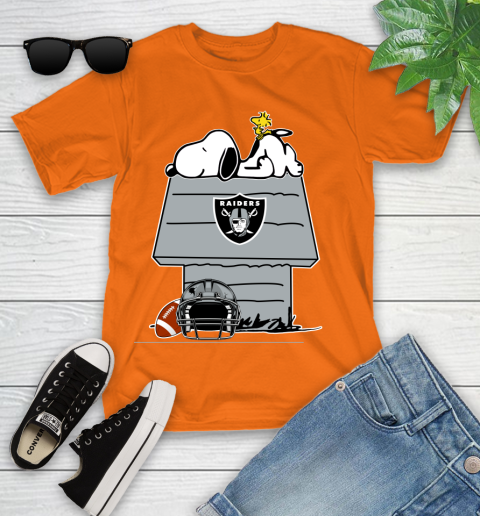 Oakland Raiders NFL Football Snoopy Woodstock The Peanuts Movie Youth T-Shirt 7