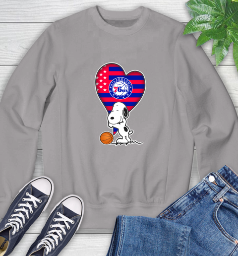 Philadelphia 76ers NBA Basketball The Peanuts Movie Adorable Snoopy Sweatshirt 5