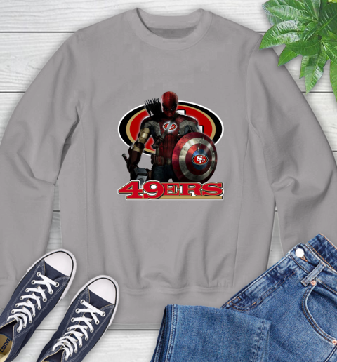 NFL Captain America Thor Spider Man Hawkeye Avengers Endgame Football San Francisco 49ers Sweatshirt 5