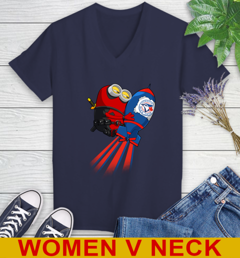 MLB Baseball Toronto Blue Jays Deadpool Minion Marvel Shirt Women's V-Neck T-Shirt 12