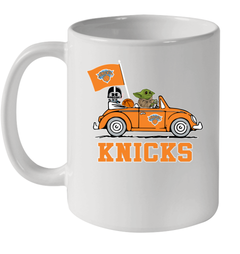 NBA Basketball New York Knicks Darth Vader Baby Yoda Driving Star Wars Shirt Ceramic Mug 11oz