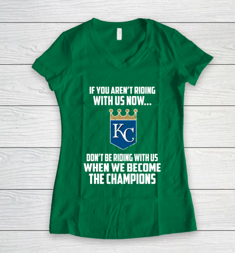 MLB Kansas City Royals Baseball We Become The Champions Women's V-Neck T-Shirt 3
