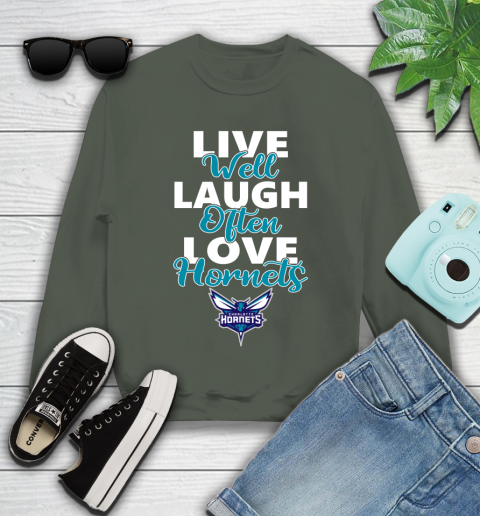 NBA Basketball Charlotte Hornets Live Well Laugh Often Love Shirt Youth Sweatshirt 7