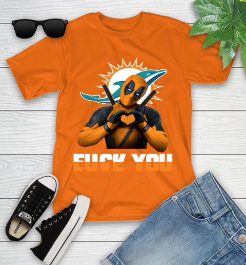 NHL Miami Dolphins Deadpool Love You Fuck You Football Sports Youth T-Shirt 9