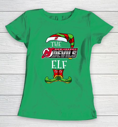 New Jersey Devils Christmas ELF Funny NHL Women's T-Shirt 5