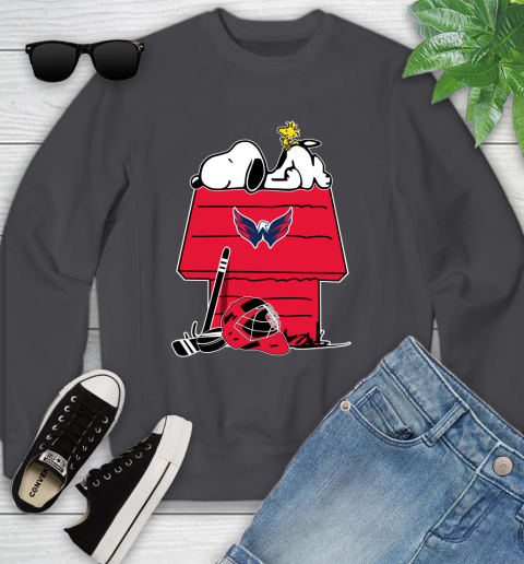 Washington Capitals NHL Hockey Snoopy Woodstock The Peanuts Movie Youth Sweatshirt 6