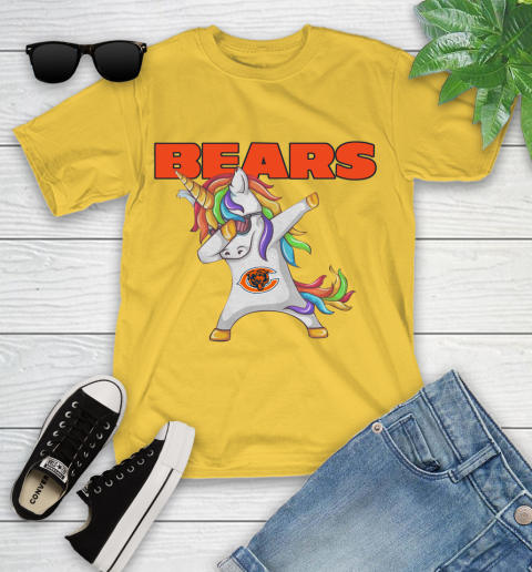 Chicago Bears NFL Football Funny Unicorn Dabbing Sports Youth T-Shirt 8