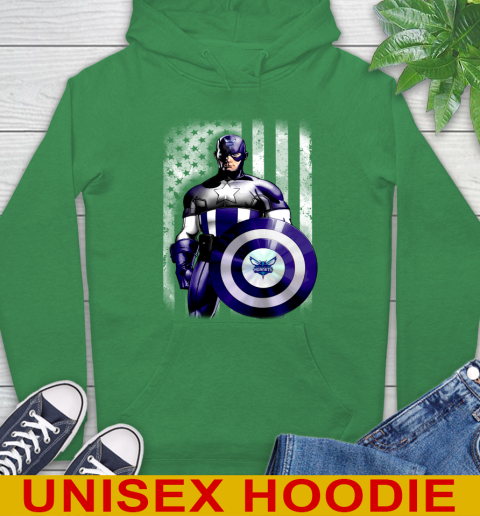 Charlotte Hornets NBA Basketball Captain America Marvel Avengers American Flag Shirt Hoodie 8