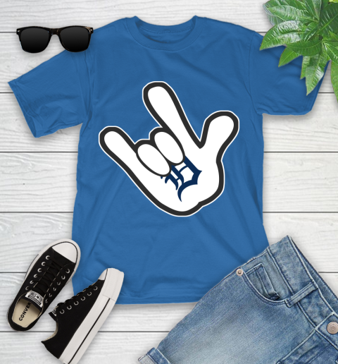 Detroit Tigers MLB Baseball Mickey Rock Hand Disney Youth T-Shirt 9
