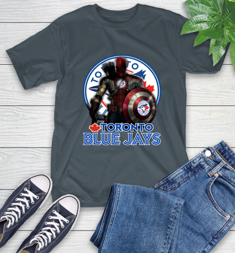 MLB Captain America Thor Spider Man Hawkeye Avengers Endgame Baseball Toronto Blue Jays T-Shirt 9