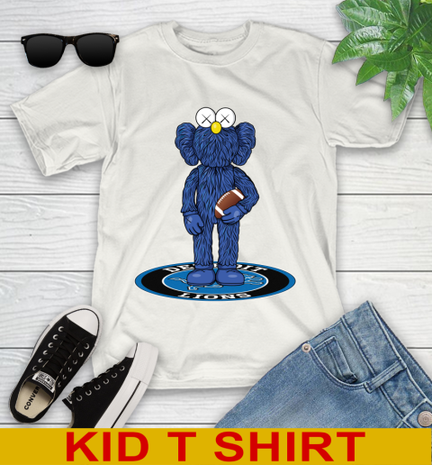 NFL Football Detroit Lions Kaws Bff Blue Figure Shirt Youth T-Shirt