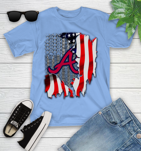 Atlanta Braves MLB Baseball American Flag Youth T-Shirt 15