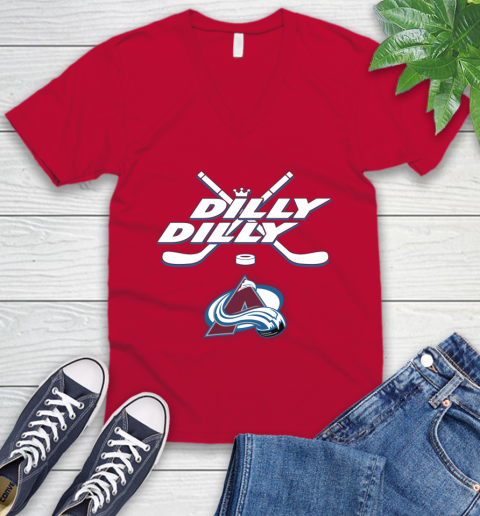 NHL Colorado Avalanche Dilly Dilly Hockey Sports V-Neck T-Shirt 8