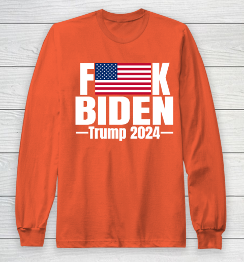 Fuck Biden American Flag Trump 2024 Long Sleeve T-Shirt 3