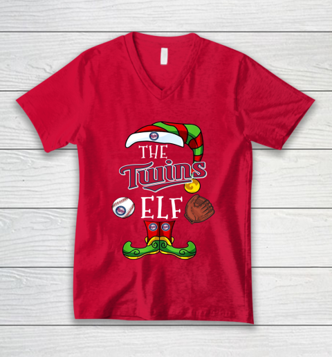 Minnesota Twins Christmas ELF Funny MLB V-Neck T-Shirt 6