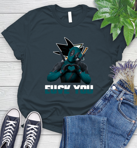 NHL San Jose Sharks Deadpool Love You Fuck You Hockey Sports Women's T-Shirt 11