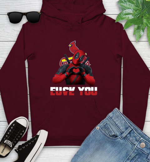 MLB St.Louis Cardinals Deadpool Love You Fuck You Baseball Sports Youth Hoodie 7