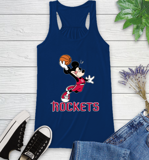 NBA Basketball Houston Rockets Cheerful Mickey Mouse Shirt Racerback Tank 8