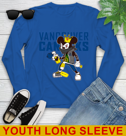 Vancouver Canucks NHL Hockey Mickey Peace Sign Sports Youth Long Sleeve 10