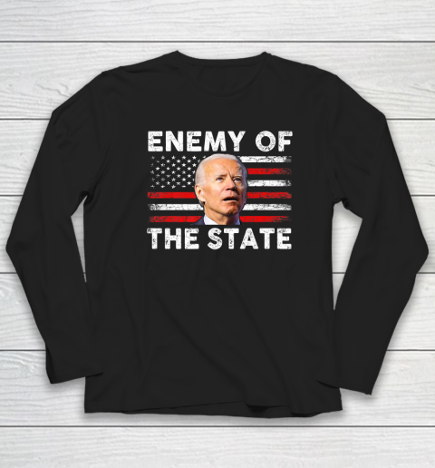 Enemy Of State Trump Quotes American Patriotic USA Flag Long Sleeve T-Shirt