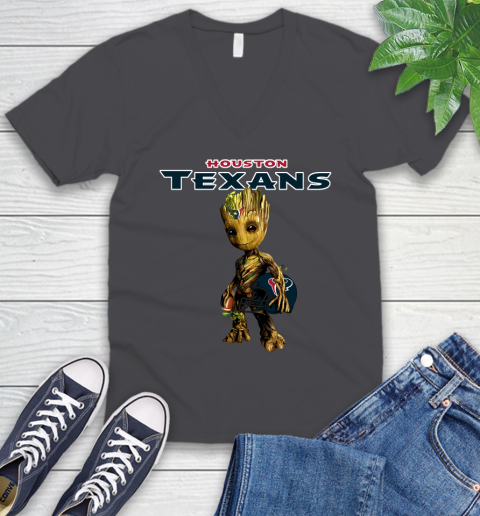 Houston Texans NFL Football Groot Marvel Guardians Of The Galaxy V-Neck T-Shirt 5