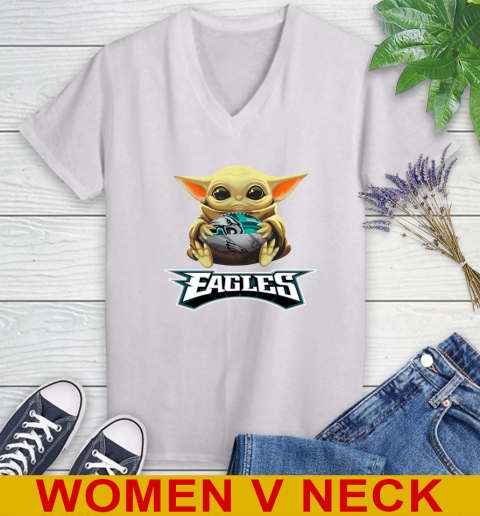NFL Football Philadelphia Eagles Baby Yoda Star Wars Shirt Women's V-Neck T-Shirt