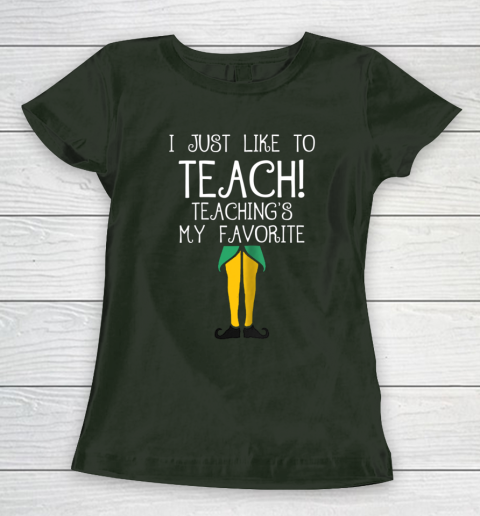 Cute TEACHER ELF Christmas T Shirt I Just Like to Women's T-Shirt 4