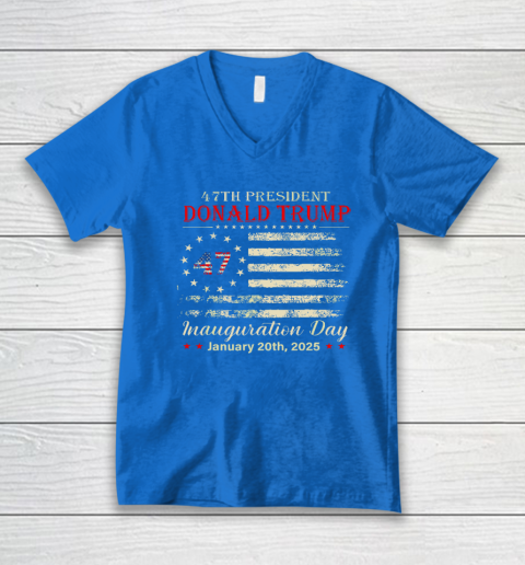 President Donald Trump Inauguration Day 2025 Vintage US Flag V-Neck T-Shirt 4