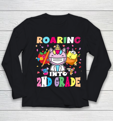 Back to school shirt Roaring into 2nd grade Youth Long Sleeve