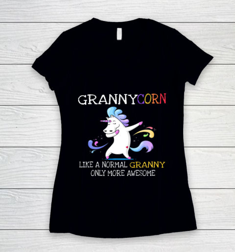 Grannycorn Like An Granny Only Awesome Unicorn Women's V-Neck T-Shirt