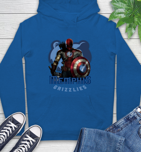 Memphis Grizzlies NBA Basketball Captain America Thor Spider Man Hawkeye Avengers Hoodie 9