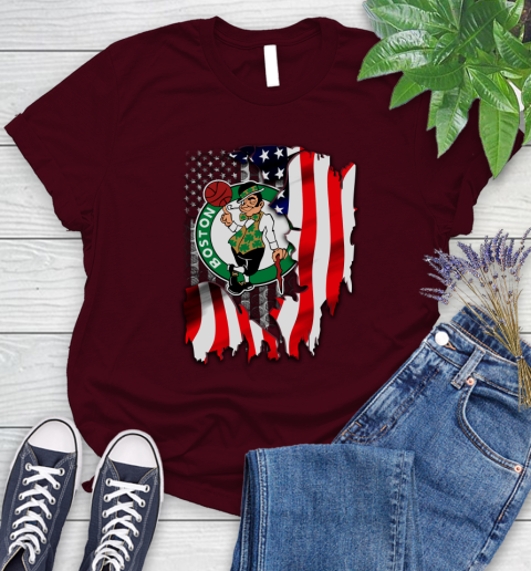 Boston Celtics NBA Basketball American Flag Women's T-Shirt 7