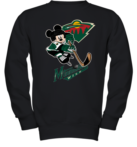 NHL Minnesota Wild Mickey Mouse Disney Hockey T Shirt VFVW7VD1nzP youth sweatshirt 47 95 151514 front black