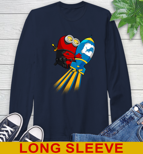 NFL Football Detroit Lions Deadpool Minion Marvel Shirt Long Sleeve T-Shirt 3