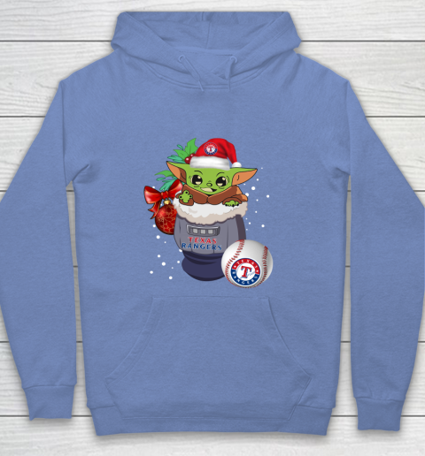 Texas Rangers Christmas Baby Yoda Star Wars Funny Happy MLB Youth Hoodie 10