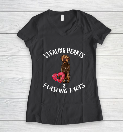 Stealing Hearts Blasting Farts Wirehaired Pointing Griffon Women's V-Neck T-Shirt 6