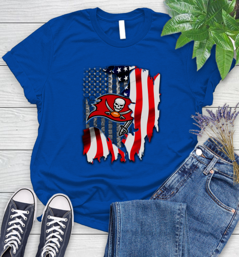 Tampa Bay Buccaneers NFL Football American Flag Women's T-Shirt 12