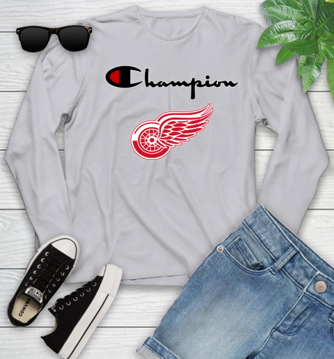 NHL Hockey Detroit Red Wings Champion Shirt Youth Long Sleeve 3