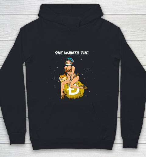 Cryptocurrency She Wants The Dogecoin Doge Crypto Moon Youth Hoodie