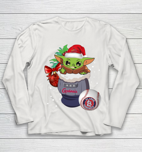 St.Louis Cardinals Christmas Baby Yoda Star Wars Funny Happy MLB Youth Long Sleeve 11