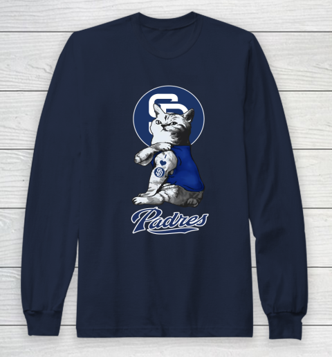 MLB Baseball My Cat Loves San Diego Padres Long Sleeve T-Shirt 2